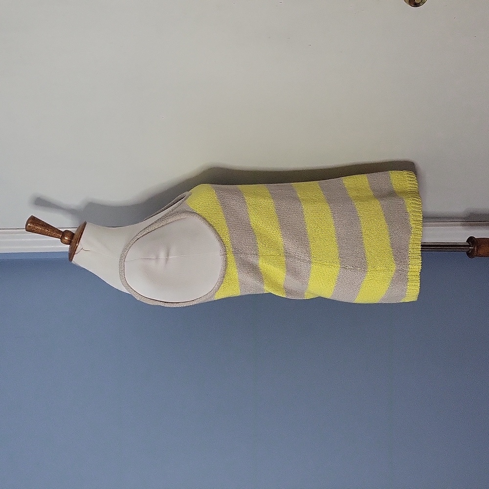 Loeffler Randall Medium Tank Sweater Yellow Gray Striped - Picture 2 of 4